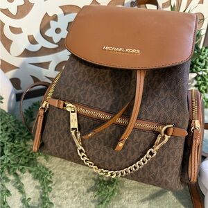 Michael Kors Tan and Brown Backpack